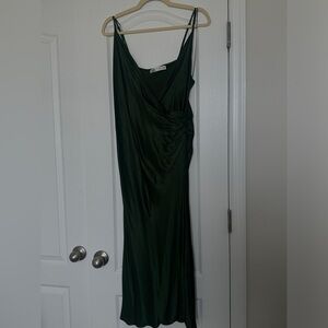 Midi Zara Emerald Green Satin dress